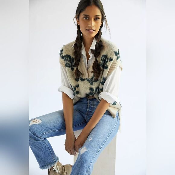 Anthropologie Oversized Rose Floral Vest Size M - Picture 11 of 11